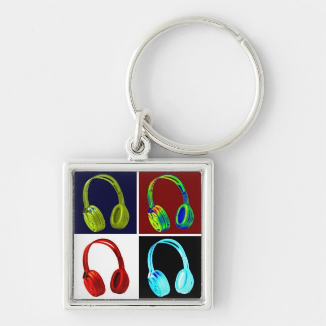 Headphones Pop Art Key Ring (Front)