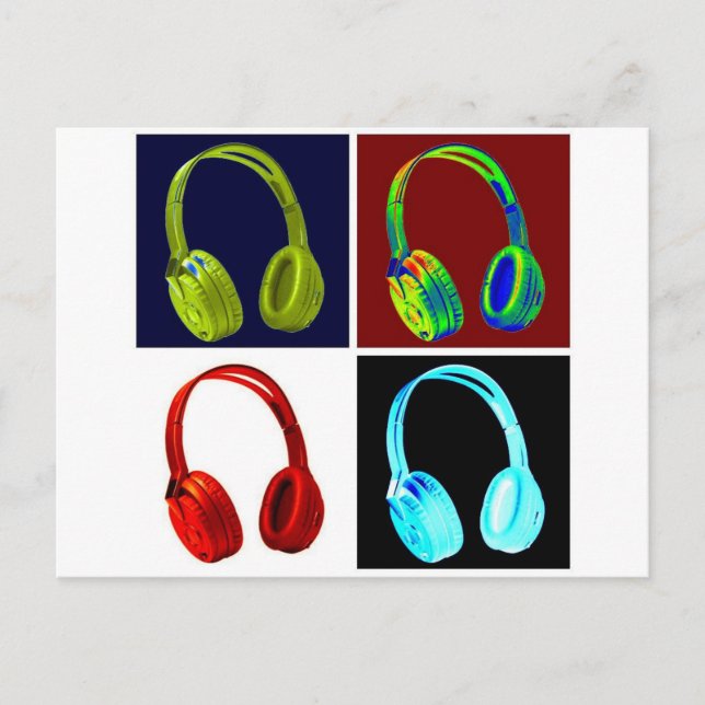 Headphones Pop Art Postcard (Front)