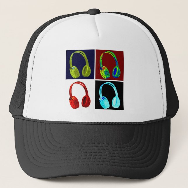 Headphones Pop Art Trucker Hat (Front)
