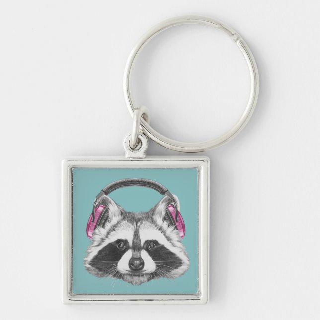 Headphones Racoon Key Ring (Front)