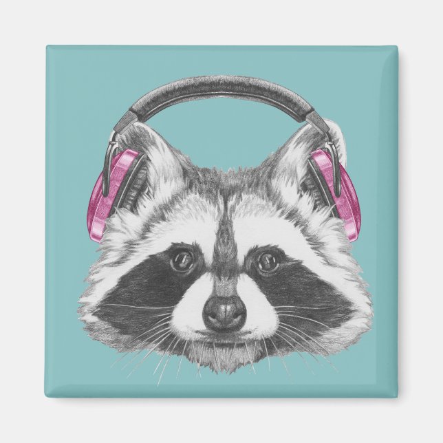Headphones Racoon Magnet (Front)