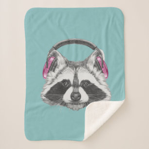 Headphones Racoon Sherpa Blanket
