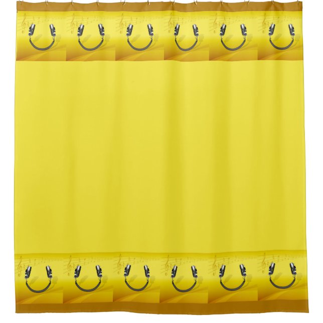 Headphones Smiling Shower Curtain (Front)