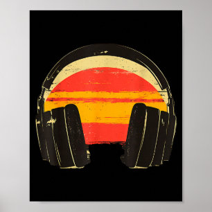 Headphones Sunset Relaxed Music Headphones Music D Poster