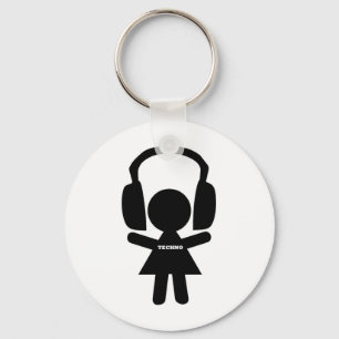 Headphones Techno Music Key Ring