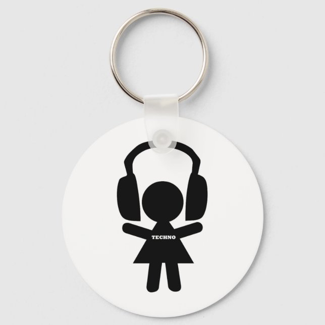 Headphones Techno Music Key Ring (Front)