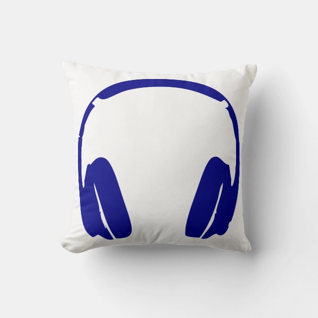 Headphones Throw (Dark Blue) Cushion (Front)