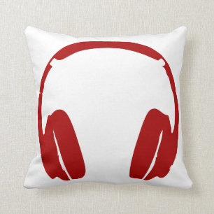 Headphones Throw Pillow (Dark Red)