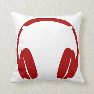 Headphones Throw Pillow (Dark Red)