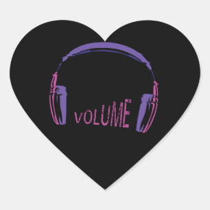Headphones Volume up Heart Sticker