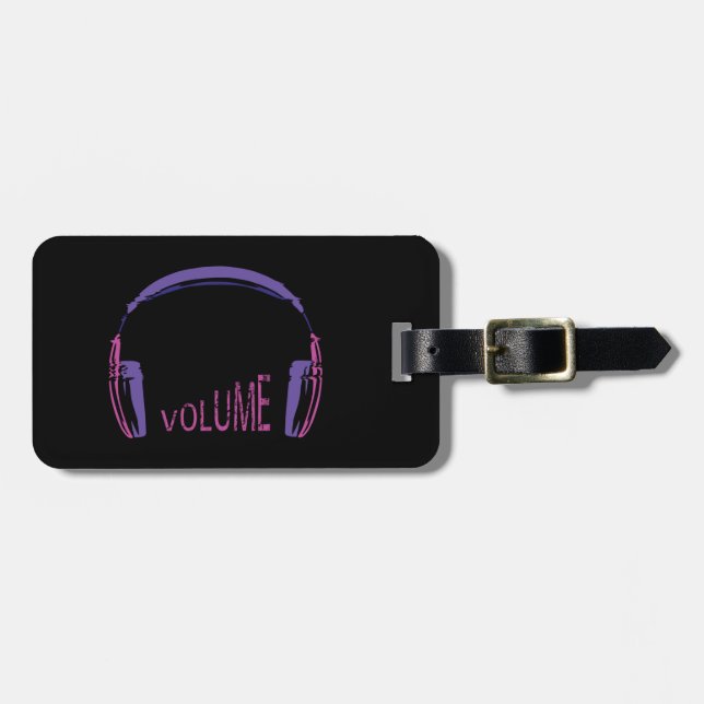 Headphones Volume up Luggage Tag (Front Horizontal)