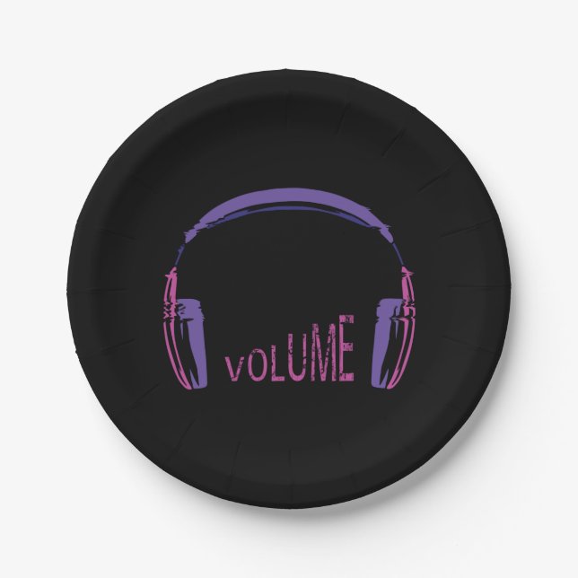 Headphones Volume up Paper Plate (Front)