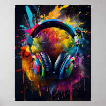 Headphones with exploding colours