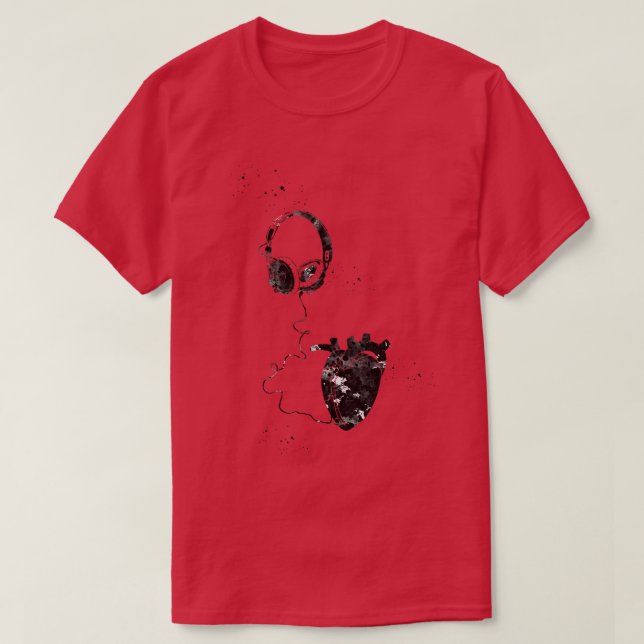 Headphones with Heart 2 T-Shirt (Design Front)