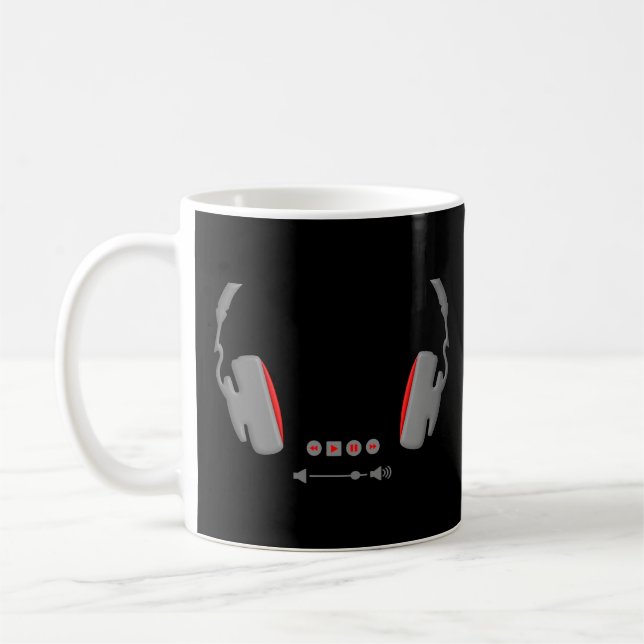 Headphones with media volume control buttons coffee mug (Left)