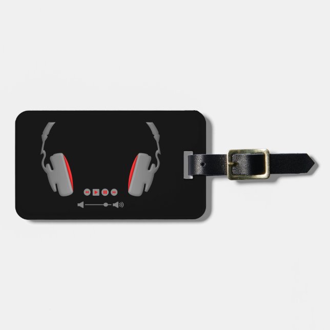Headphones with media volume control buttons luggage tag (Front Horizontal)