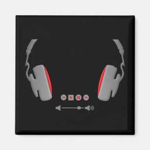 Headphones with media volume control buttons magnet