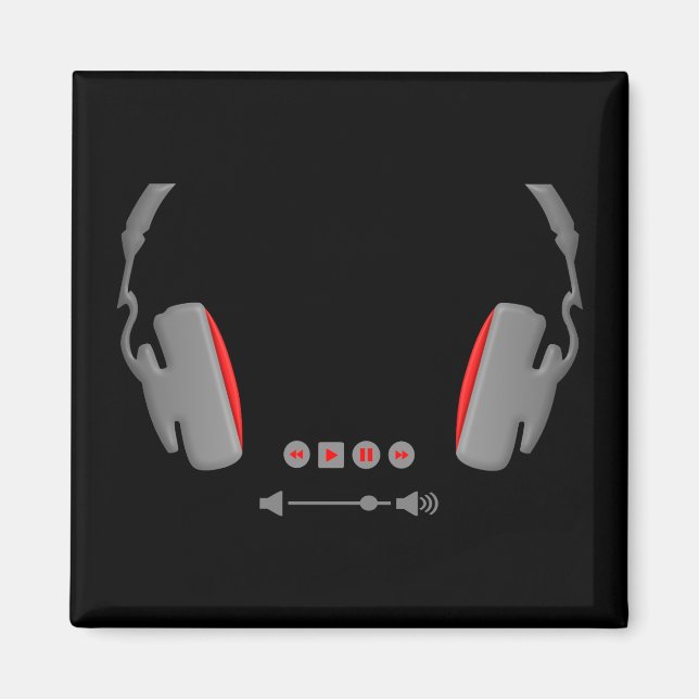 Headphones with media volume control buttons magnet (Front)