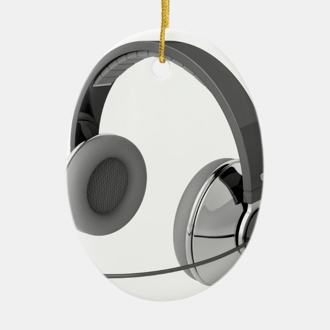 Headphones with mic ceramic tree decoration (Front)