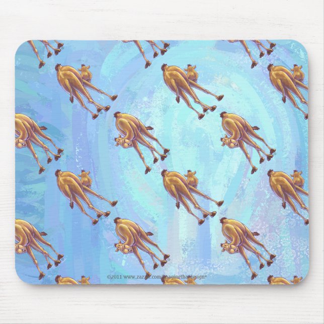 Heads and Tails Camel Pattern on Blue Mouse Mat (Front)