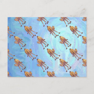 Heads and Tails Camel Pattern on Blue Postcard