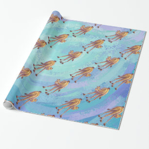 Heads and Tails Camel Pattern on Blue Wrapping Paper