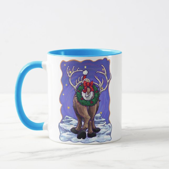 Heads and Tails Festive Reindeer Holiday Mug (Left)