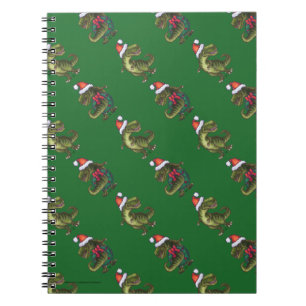Heads and Tails Festive TRex Green Pattern Notebook