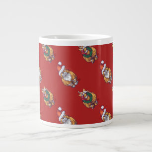 Heads and Tails Ginger Cat Christmas Pattern Large Coffee Mug