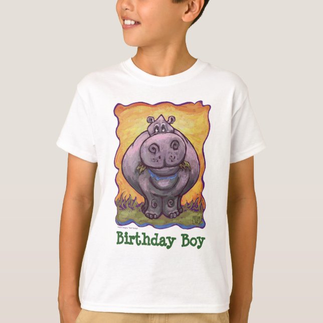 Heads and Tails Hippopotamus Birthday Boy T-Shirt (Front)