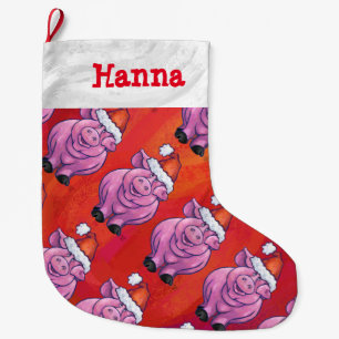 Heads and Tails Pig Pattern Christmas Large Christmas Stocking