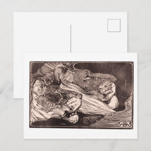 Heads of a lion and a lioness postcard