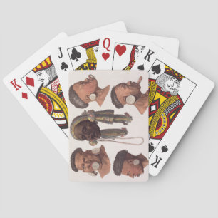 Heads of Botocudos Indians (colour engraving) Playing Cards