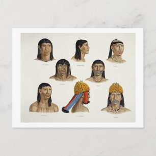 Heads of South American Indians, from 'Travels in Postcard