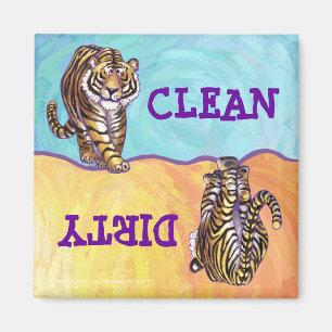 Heads Tails Tiger Dirty Clean Dishwasher Magnet