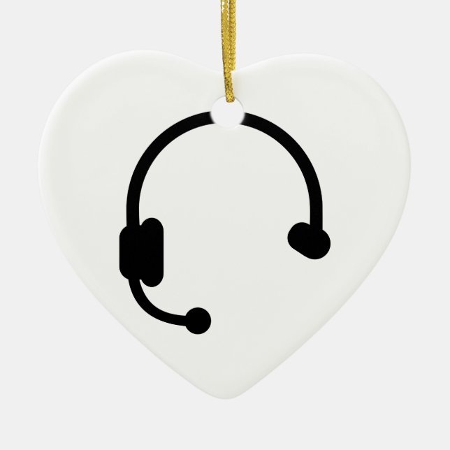 Headset headphones ceramic tree decoration (Front)