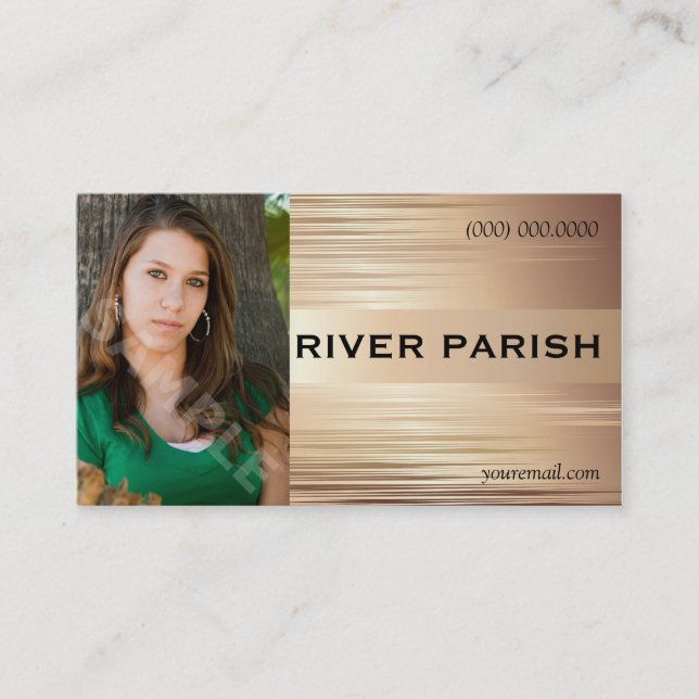Headshot Business Card Copper Metallic Design (Front)
