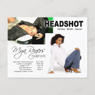 Headshot for Model   Actor Postcard