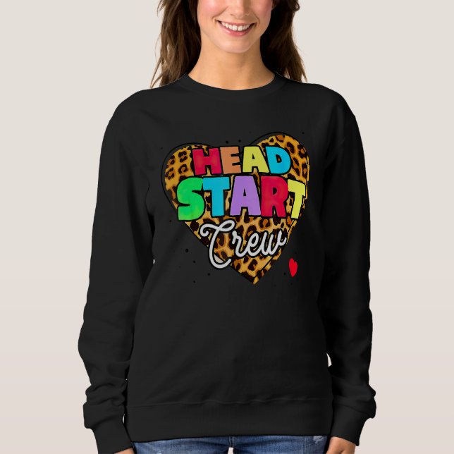 Headstart Crew Heart Leopard Back To School For Te Sweatshirt (Front)