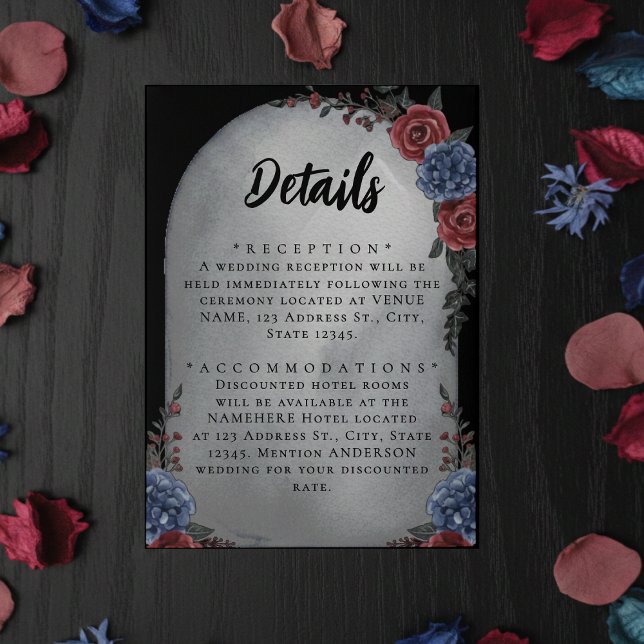 Headstone Floral Gothic Wedding Details Enclosure Card (Creator Uploaded)