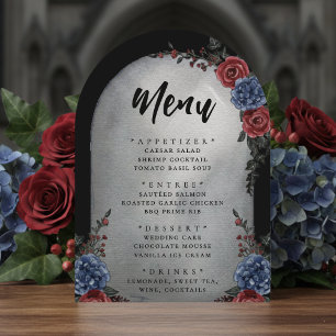 Headstone Floral Gothic Wedding Menu Invitation