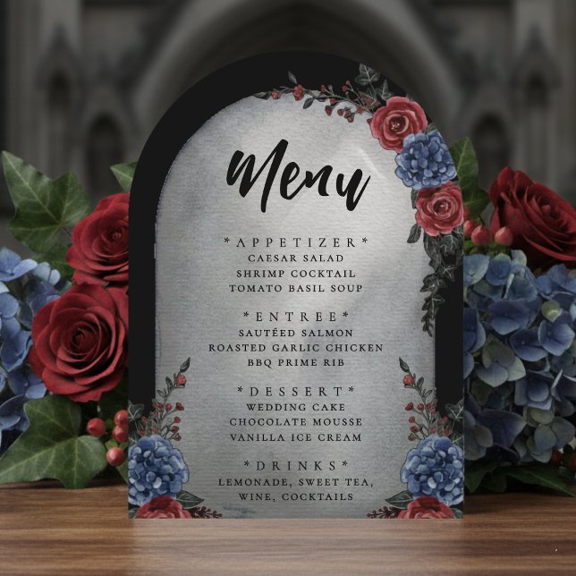 Headstone Floral Gothic Wedding Menu Invitation (Creator Uploaded)