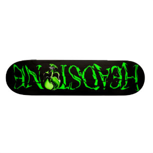 HEADSTONE Green Skull Logo Skateboard