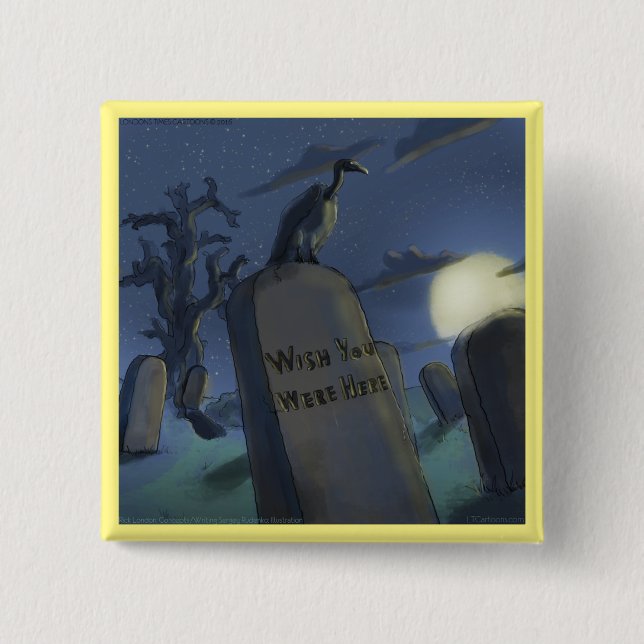 Headstone Invitational Funny Halloween Button (Front)