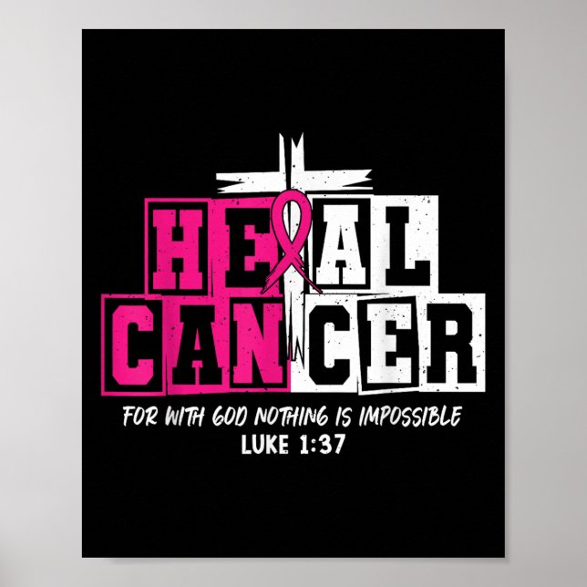 Heal Cancer Jesus Christian Nk Breast Cancer Aware Poster (Front)