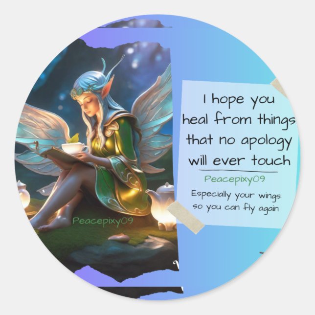 Heal from things apologises can't touch classic round sticker (Front)
