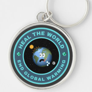 Heal the world. End global warming Key Ring
