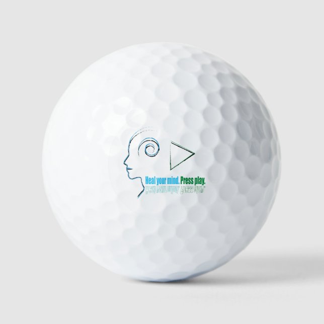 Heal your mind, Press play Golf Balls (Front)