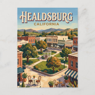 Healdsburg Plaza California Postcard