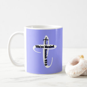 Healed by Jesus Bible Verse Christian Faith Blue Coffee Mug